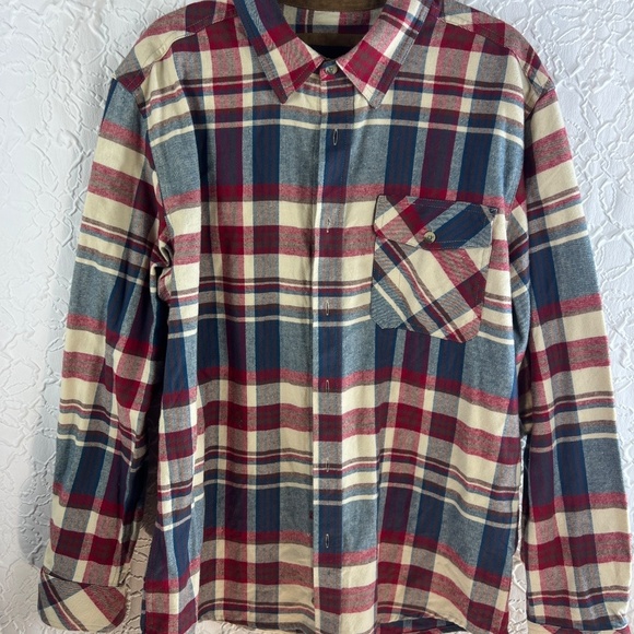 CQR Shirt Red Blue Plaid Button Up Flannel Flip Cuff - Picture 2 of 7
